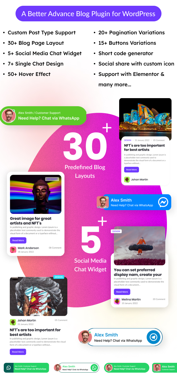 Blog-Layouts und Social-Media-Chat-Widget für Elementor WordPress Plugin – Blogsqode Addon – 2