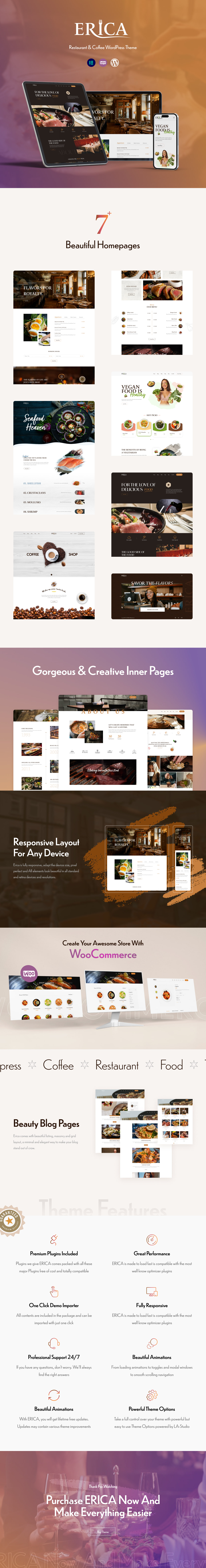 Erica – WordPress-Theme für Restaurant und Kaffee