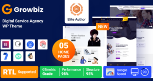 Growbiz – WordPress-Vorlage der Agentur für digitale Dienste + RTL