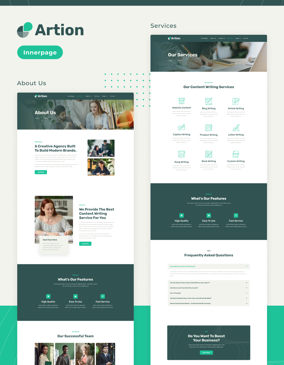 Artion |  Content Copywriting Services Elementor-Vorlagenkit – 2