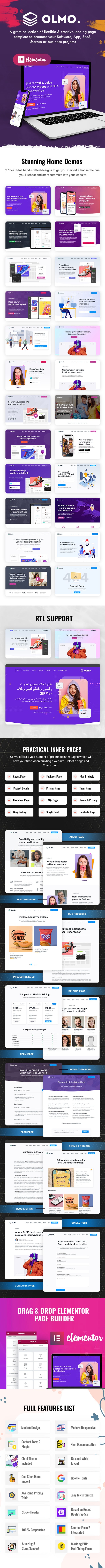 OLMO – Software- und SaaS-Landing-WordPress-Theme (mit Elementor Builder) – 1