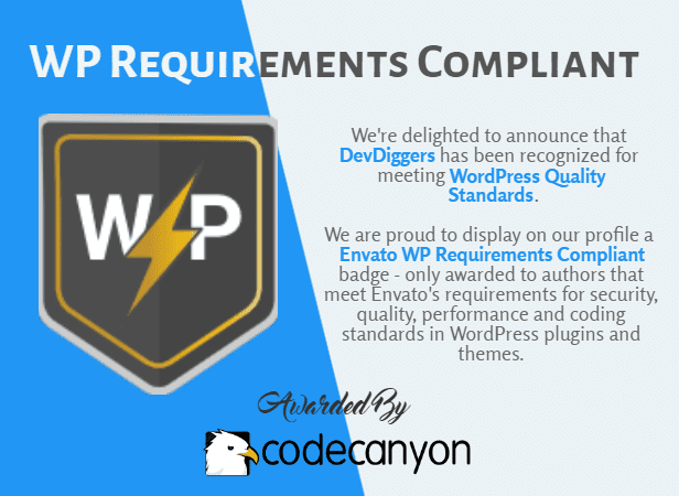 DevDiggers WP-Anforderungskonformes Abzeichen