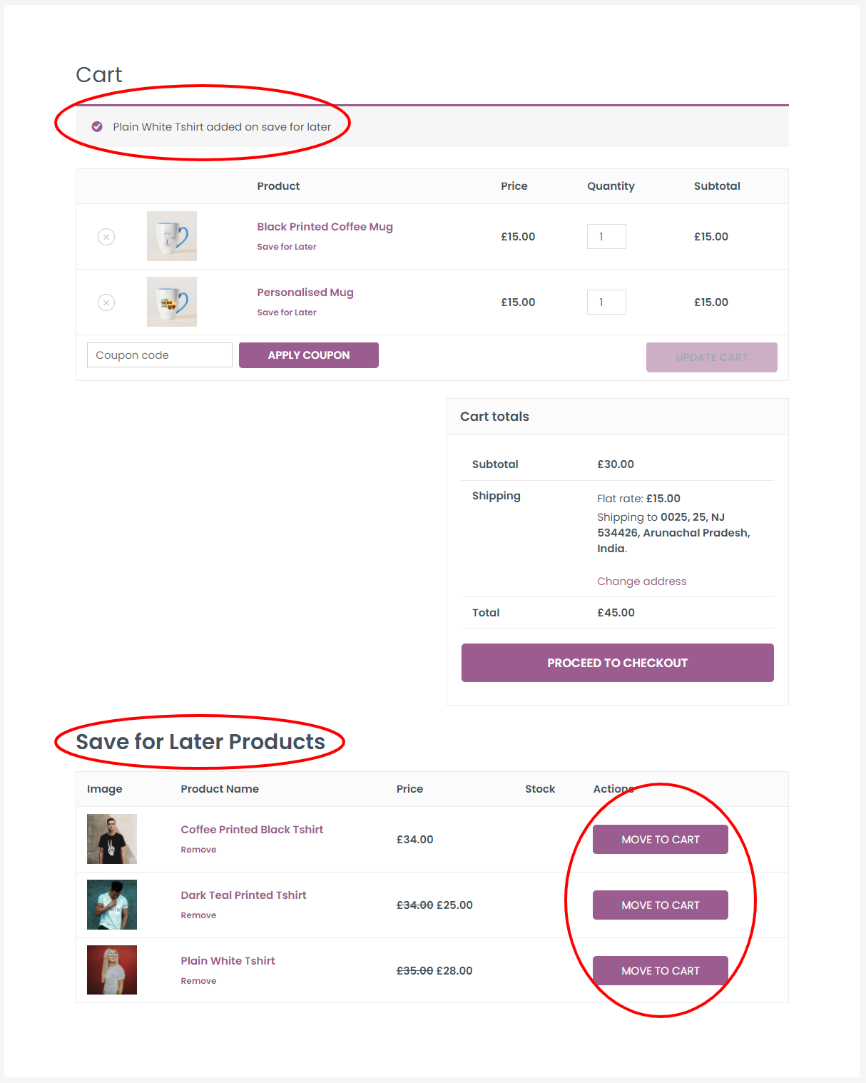 WooCommerce-Liste „Für später speichern“ für Administratoren