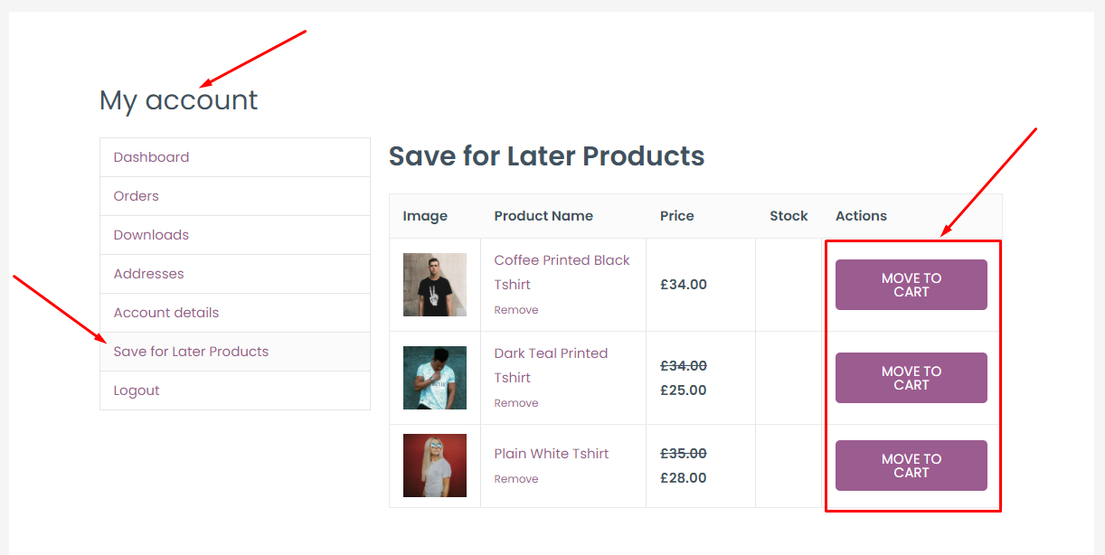 WooCommerce-Liste „Für später speichern“ für Administratoren