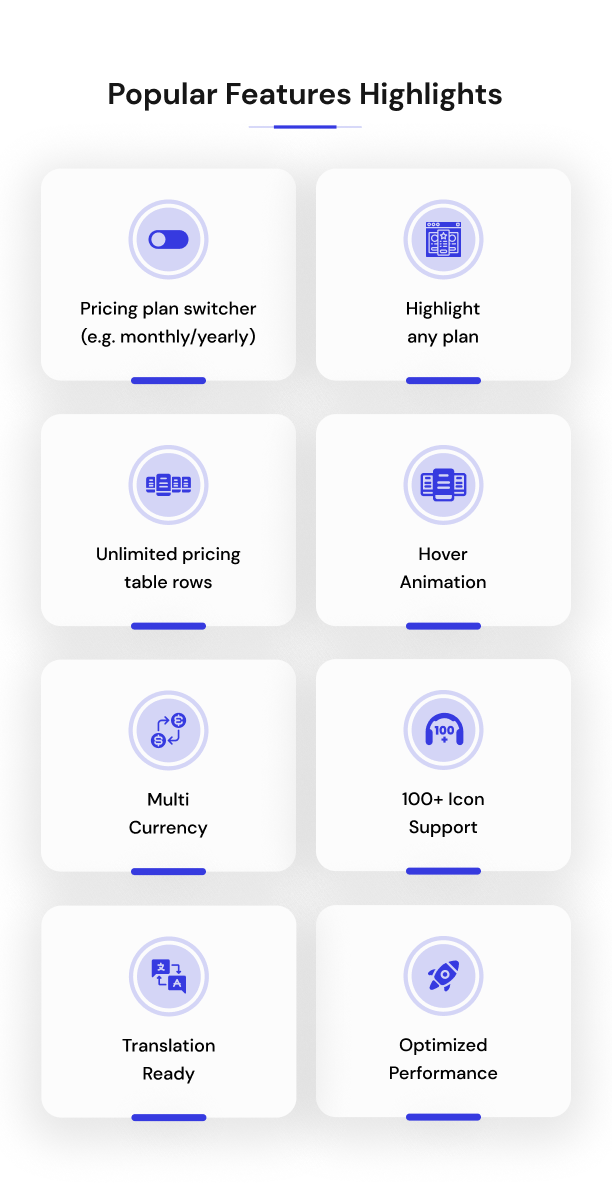 Highlights beliebter Funktionen – Essential Pricing Plan Switcher für Elementor