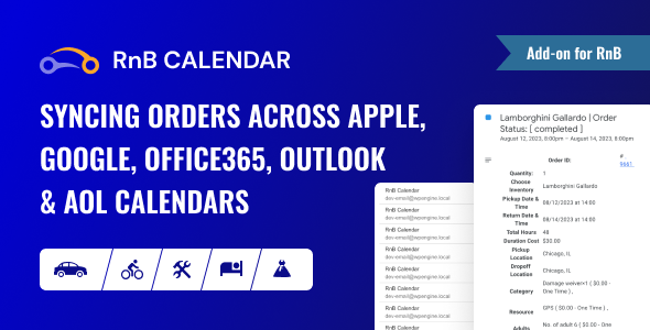 RnBCal – Synchronisieren von Bestellungen in Apple-, Google-, Yahoo!-, Office365-, Outlook- und AOL-Kalendern