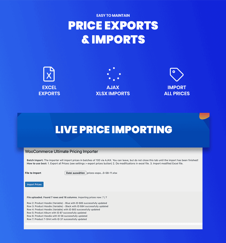 Produktpreis-Export und -Import