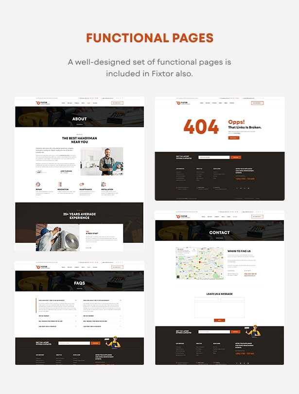 Funktionsseite Hausreparaturdienste WordPress