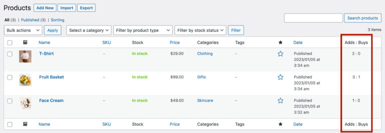 Woo Simple Sale-Statistiken