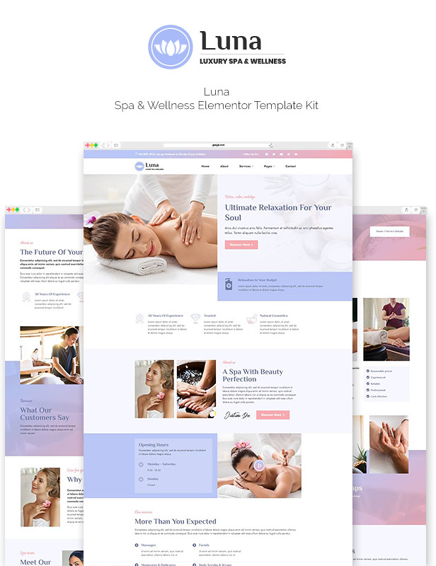 Luna – Spa & Wellness Elementor-Vorlagenkit – 2
