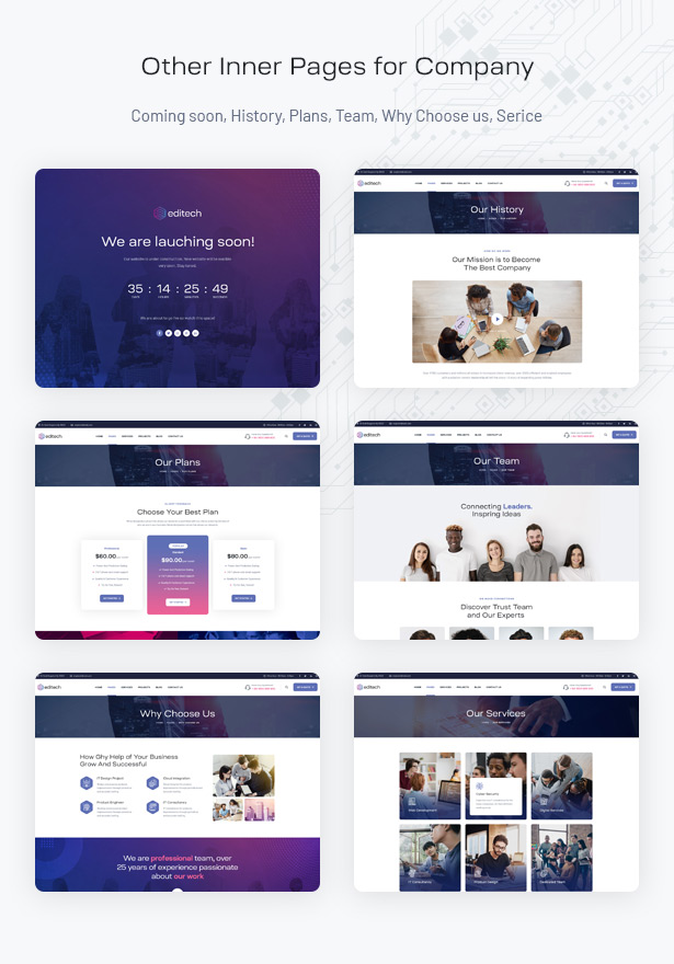 Editech Corporate Business WordPress Theme - Essential Inner Pages for Company