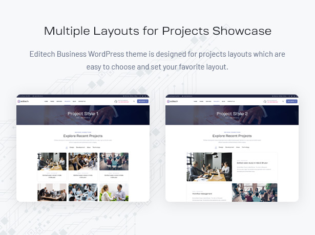 Editech Corporate Business WordPress Theme - Multiple Layouts for Projects Showcase