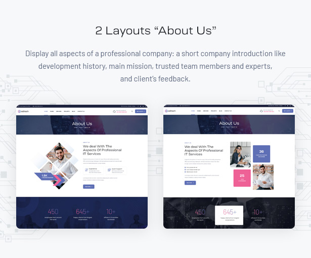 Editech Corporate Business WordPress Theme - 2 Layouts “About Us” for Corporate