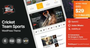 Spin – Cricket-Teamsport-WordPress-Layout + KI