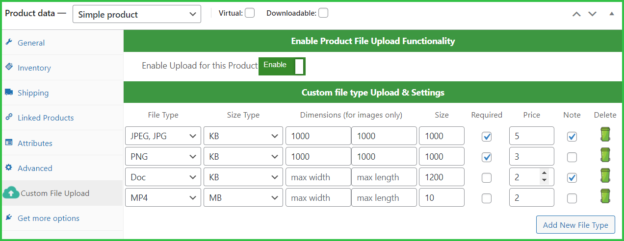 Hochladen von Dateien für das WooCommerce-Plugin – 1