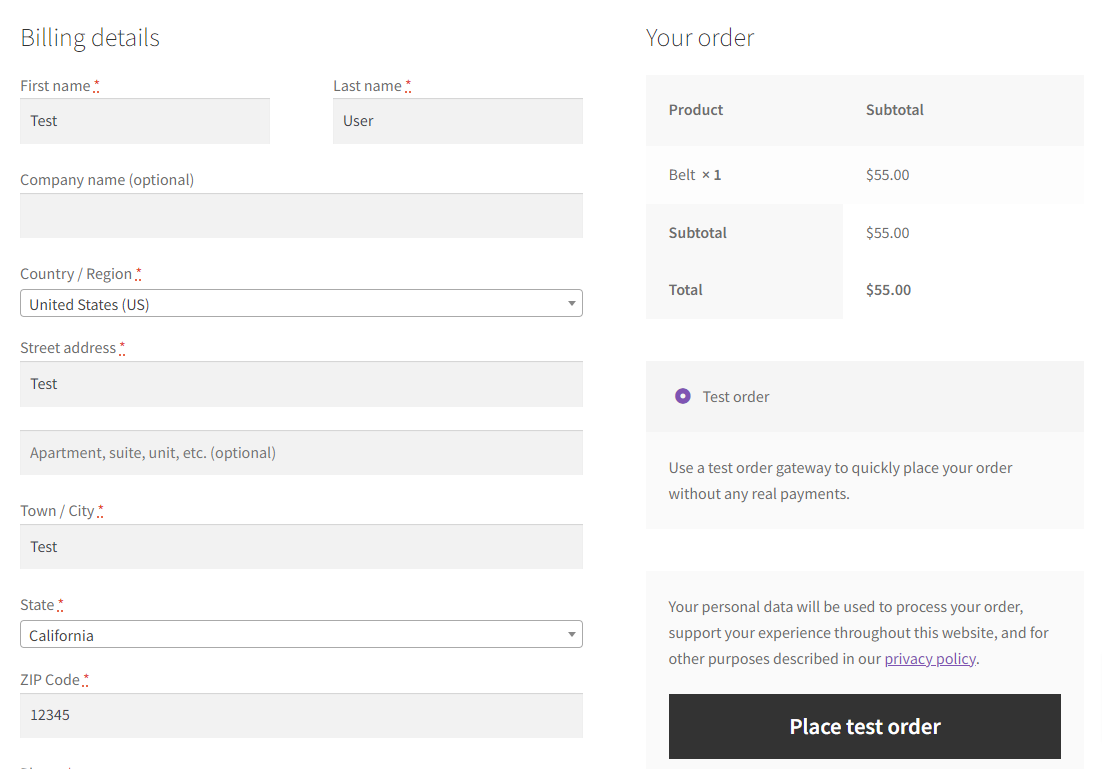WooCommerce-Testbestellung – 5
