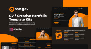 Orange Lebenslauf-/Kreativportfolio-Elementor-Vorlagen-Kits