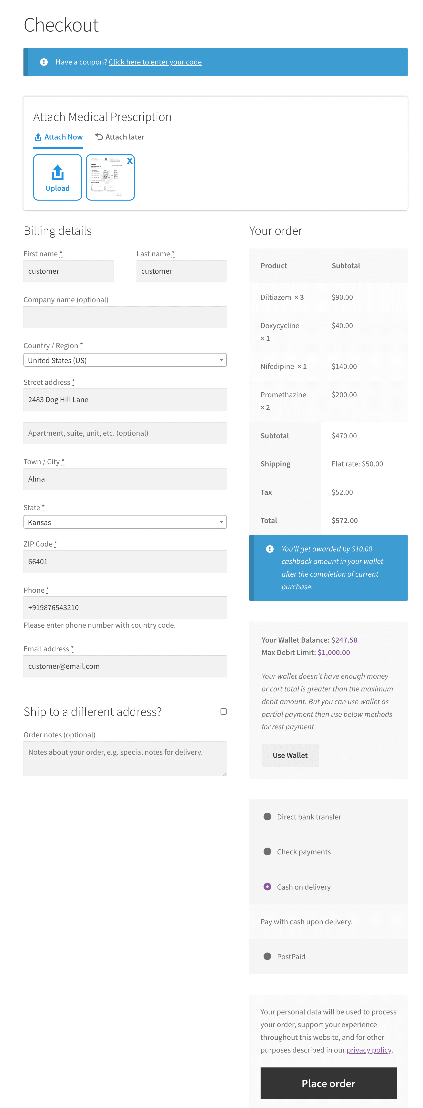 WooCommerce-Anhang für medizinische Rezepte Fügen Sie jetzt auf der Checkout-Seite ein medizinisches Rezept hinzu
