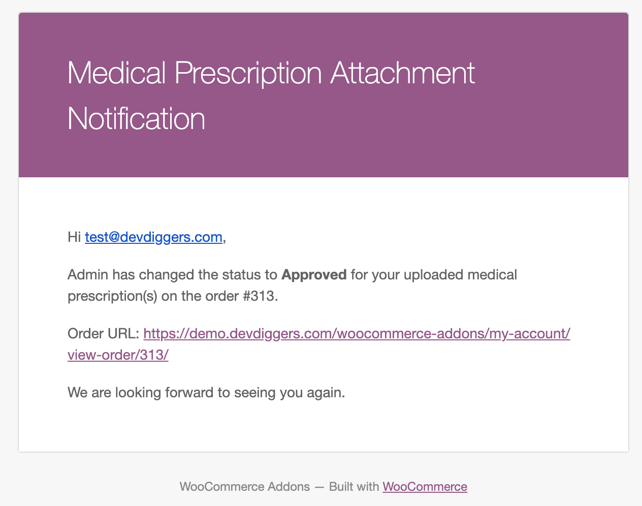 WooCommerce-Kunden-E-Mail mit Anhang zu medizinischen Rezepten