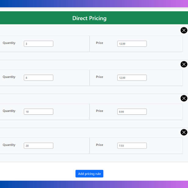 Woocommerce Advanced Pricing – Rabatt- und Mengenmuster-Plugin – Preistabelle