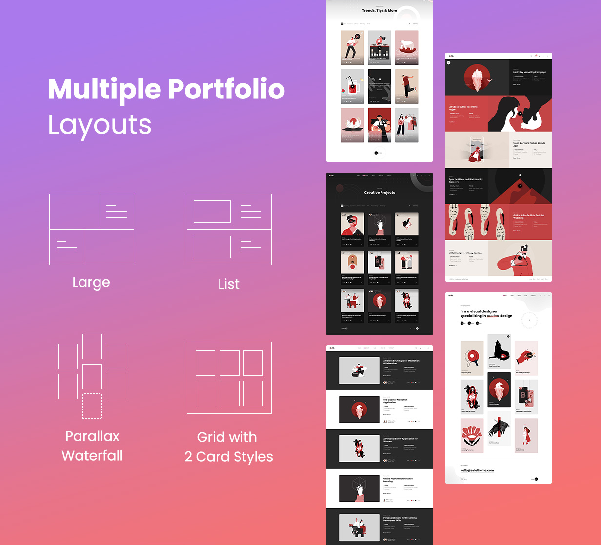 Evie – Mehrere Portfolio-Layouts