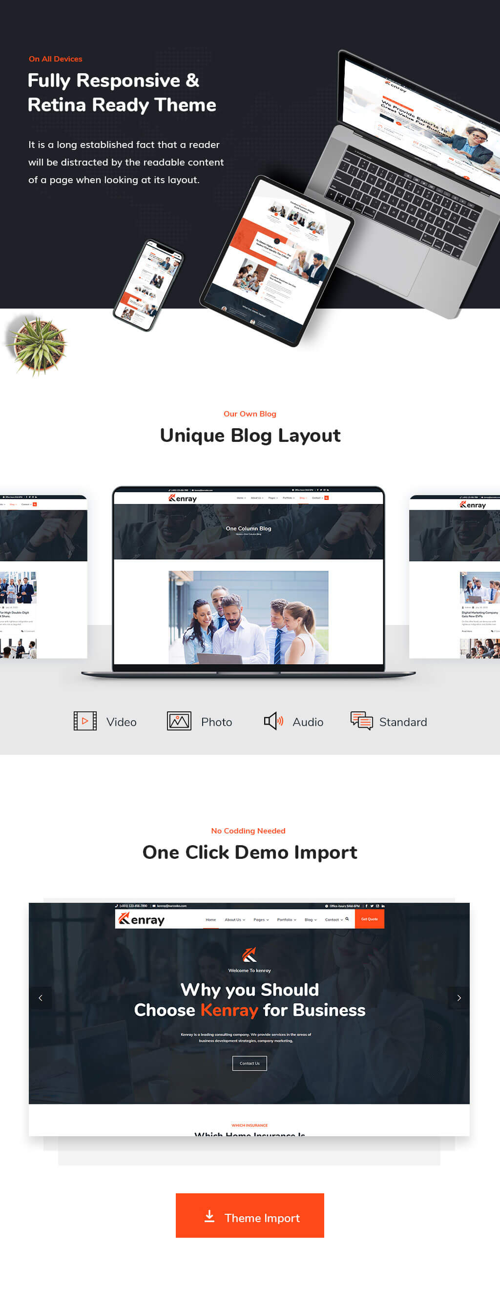 Kenray – Consulting Business WordPress Theme für SEO-Agentur