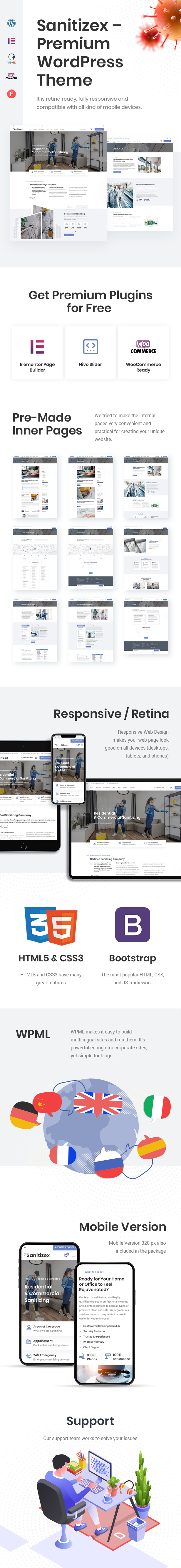 Sanitizex - WordPress-Theme für Desinfektions- und Reinigungsdienste - 1