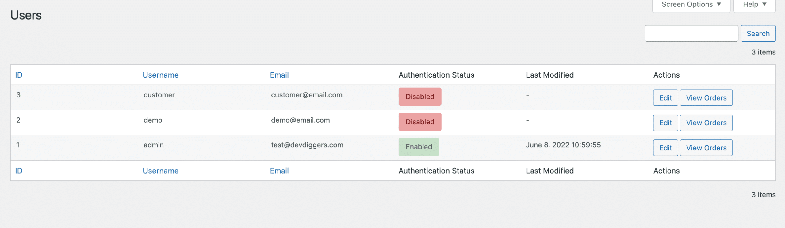 WooCommerce Google Authenticator-Benutzerlistenmenü