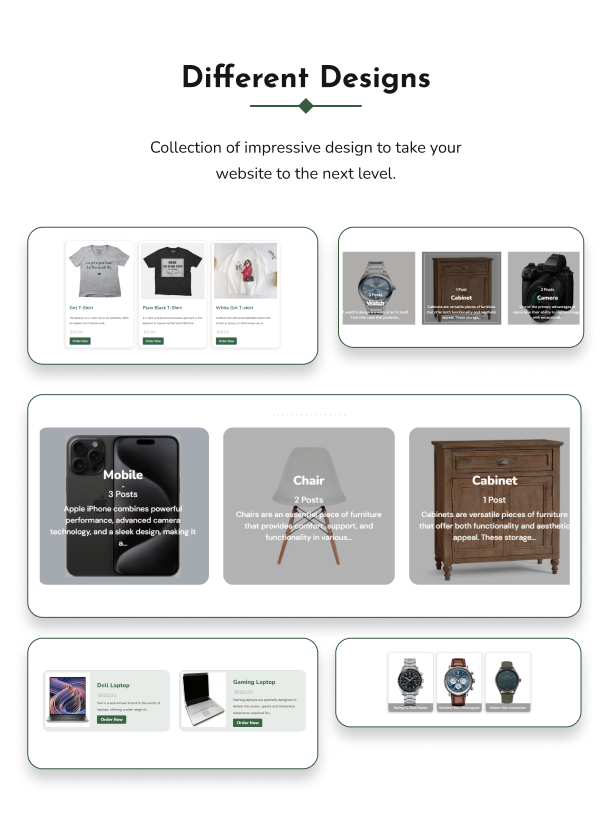 Verschiedene Designs - WooListing - WooCommerce-Produktliste für Elementor