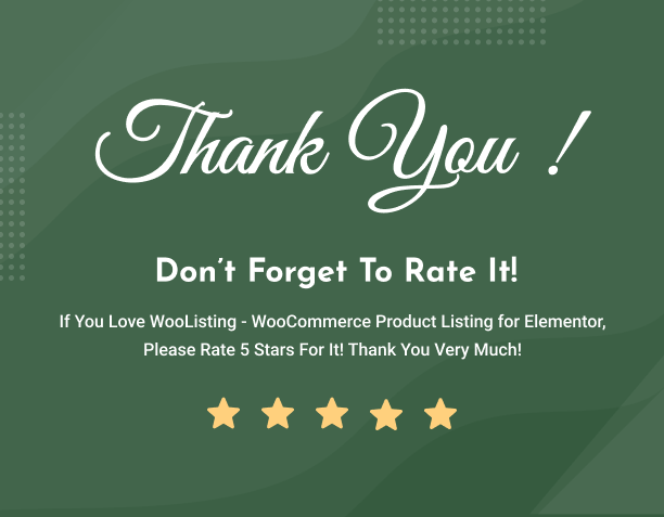 Vielen Dank für Ihre Wahl - WooListing - WooCommerce-Produktliste für Elementor