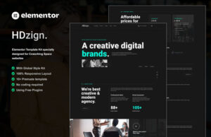 HDzign – Elementor-Vorlagenkit für dunkle Digitalagenturen