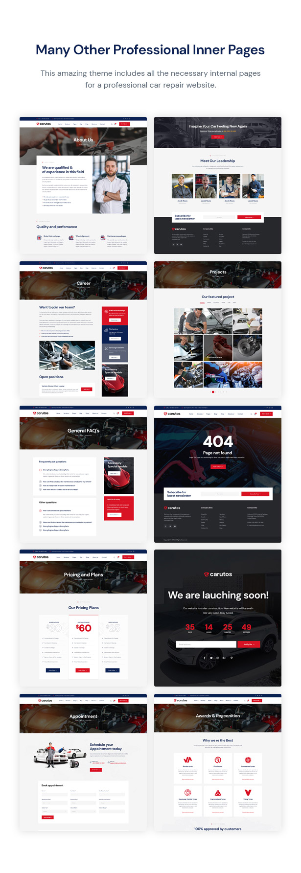 Carutos Auto Parts WordPress Theme - Car Services with many inner pages