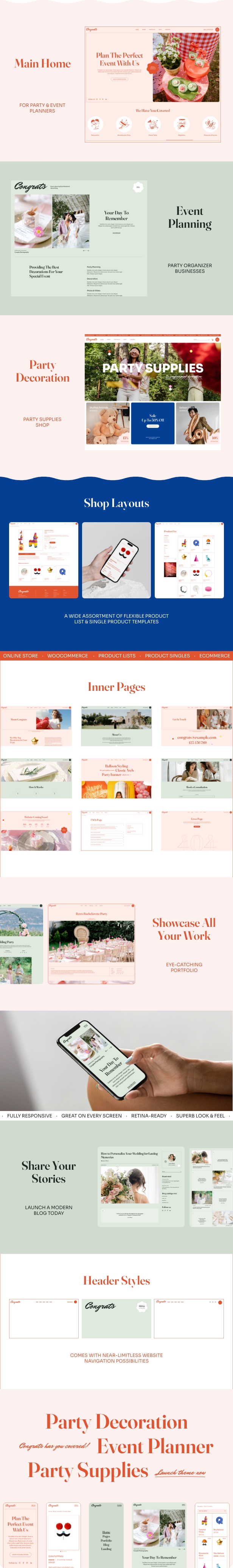 Herzlichen Glückwunsch – WordPress-Theme für Veranstaltungsplaner und Partydekoration – 1