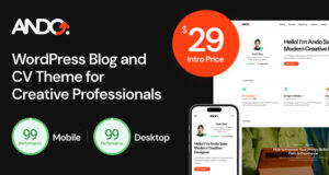 Ando – Leistungsoptimiertes WordPress-Blog- und Lebenslauf-Layout für Kreativprofis