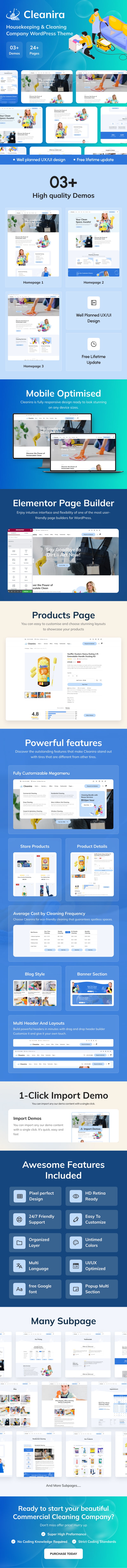 Cleanira - Housekeeping & Cleaning Company WordPress Thema - 1