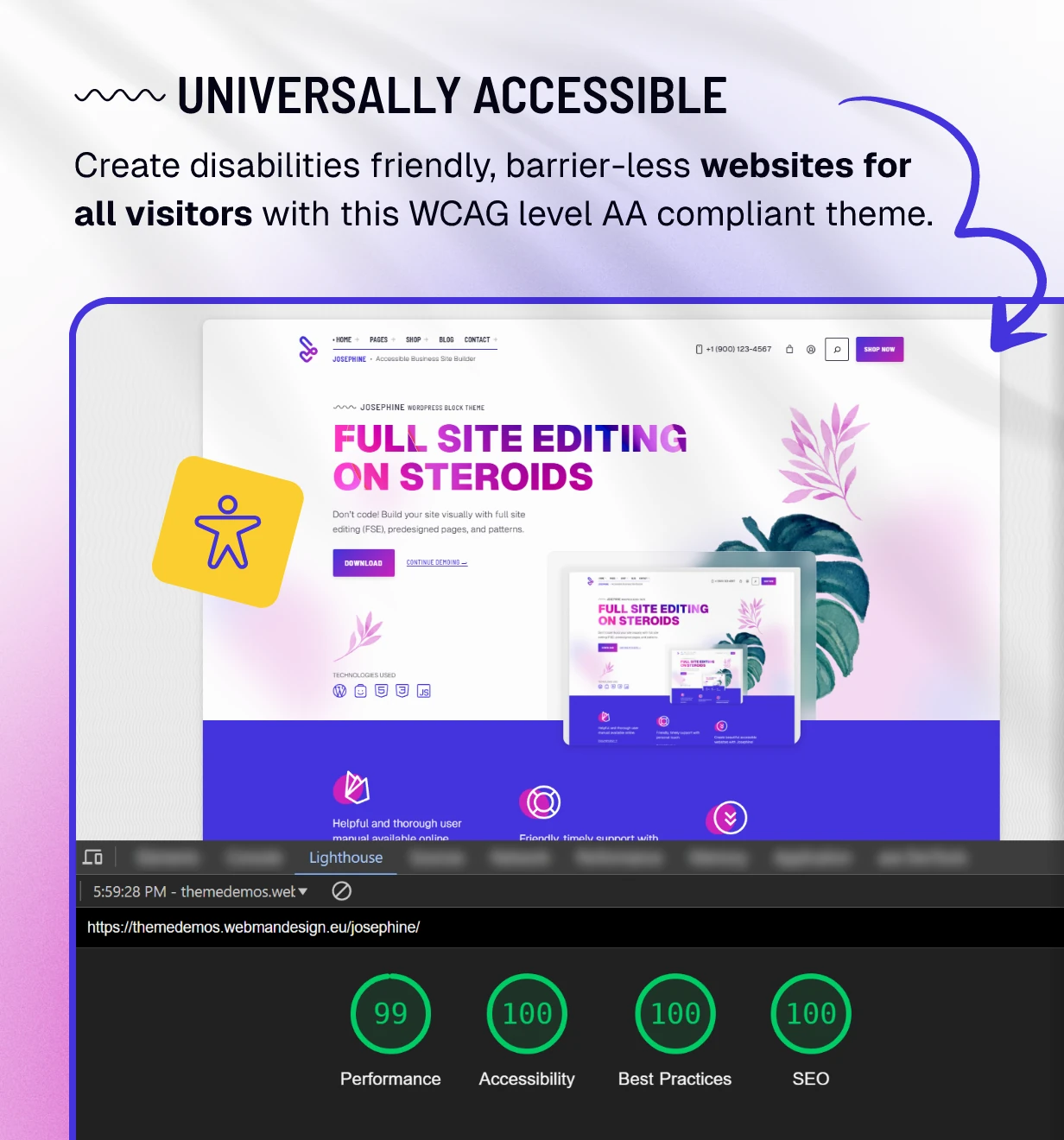 Josephine WordPress Theme Barrierefreiheit
