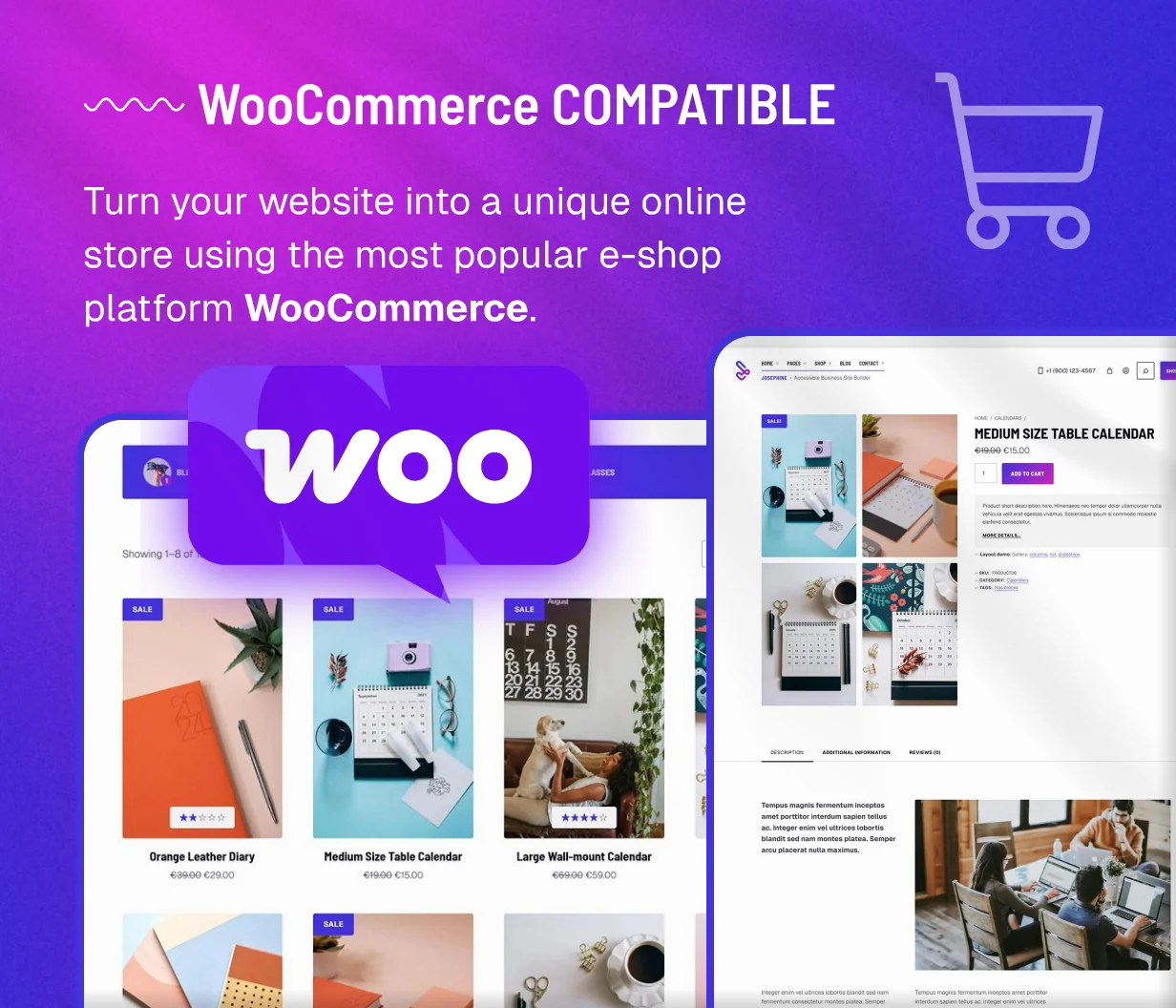 Josephine WordPress Thema Woocommerce -Kompatibilität