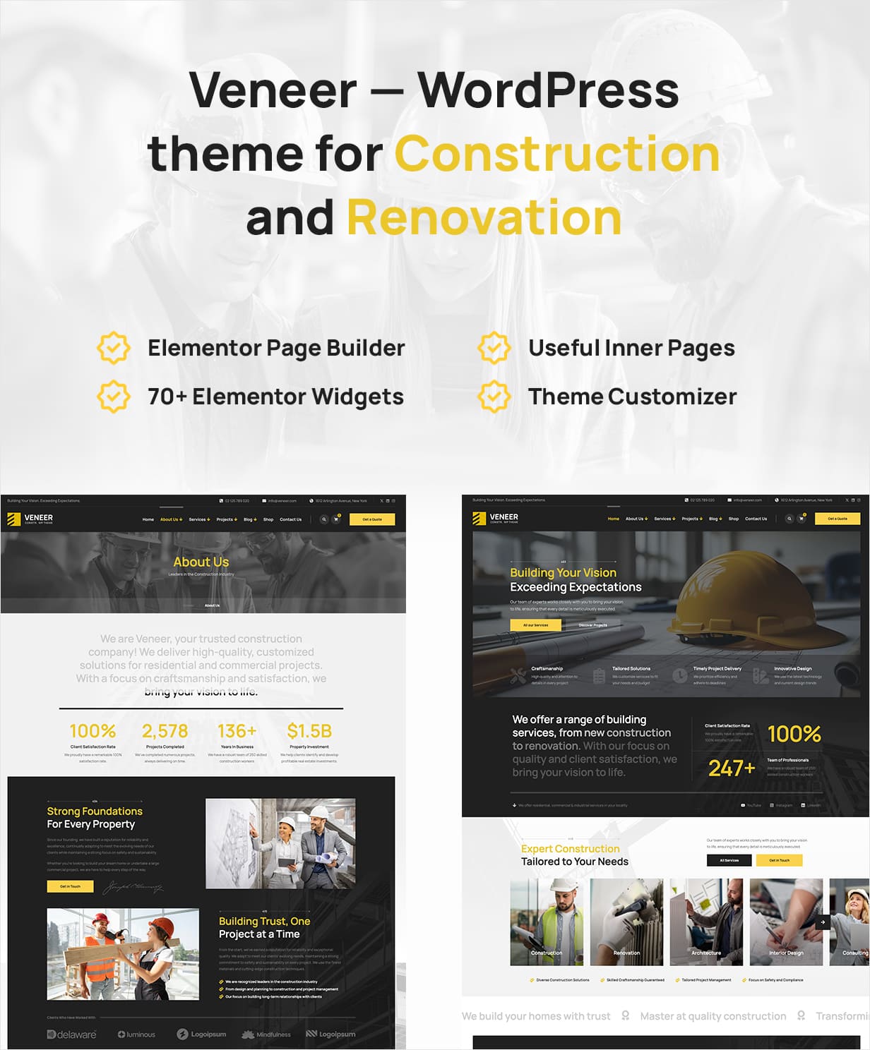 Furnier - Konstruktion & Renovierung WordPress -Thema