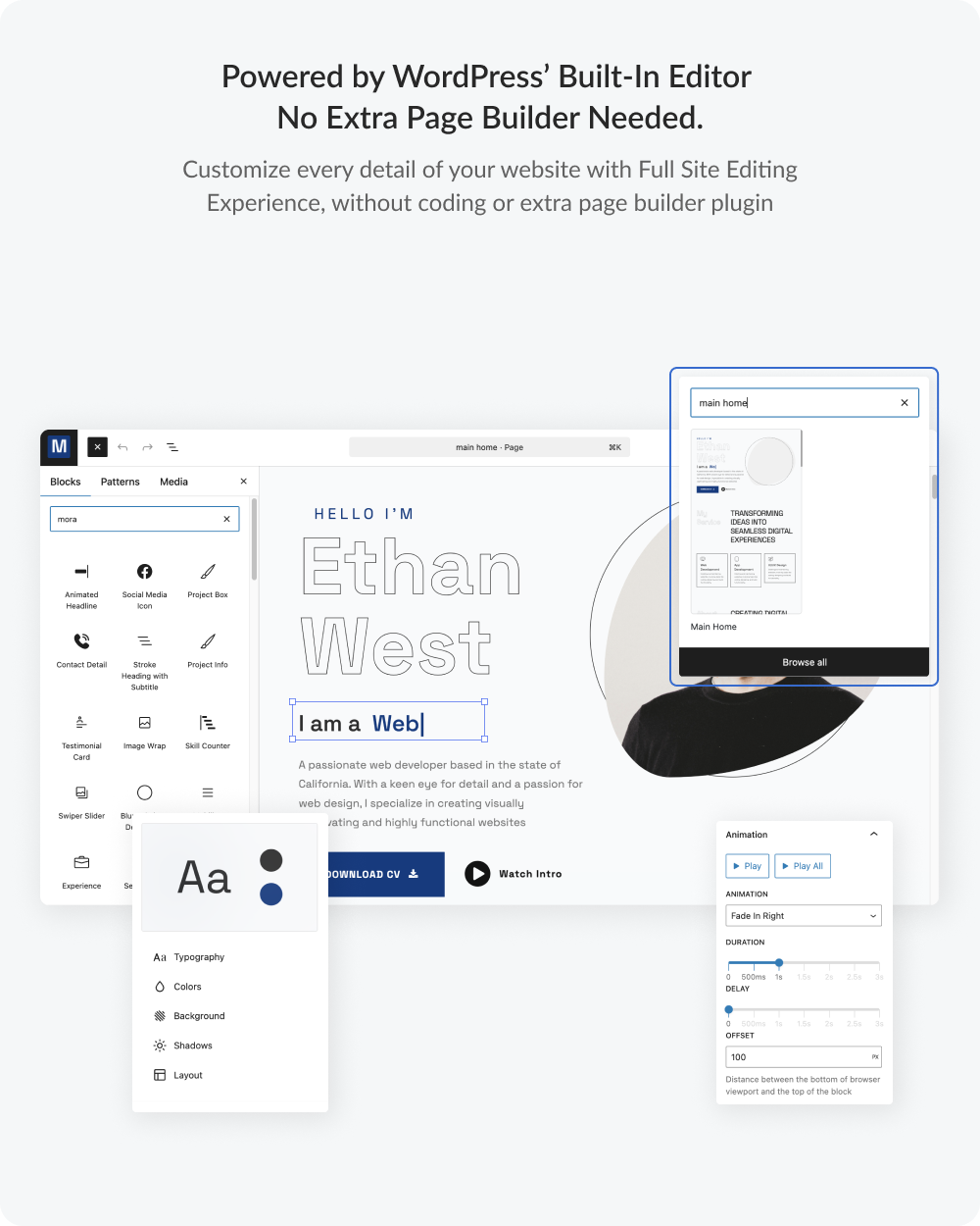 Mora WordPress -Theme mit vollem Site -Bearbeitung