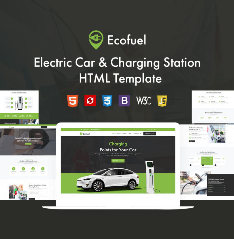 Ecofuel – Elektroauto und Ladestation HTML -Vorlage