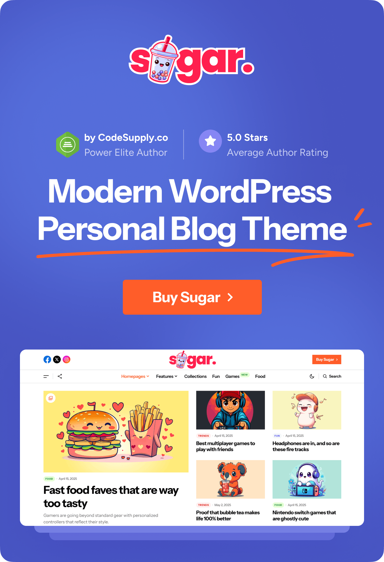 Zucker - Modernes WordPress Personal Blog -Thema - 1