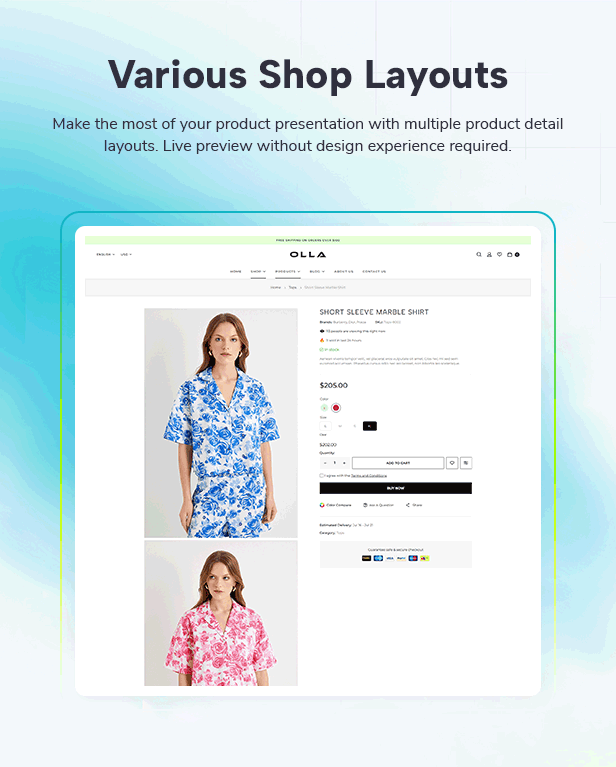 Olla - Möbel- und Modegeschäft WordPress Woocommerce -Thema