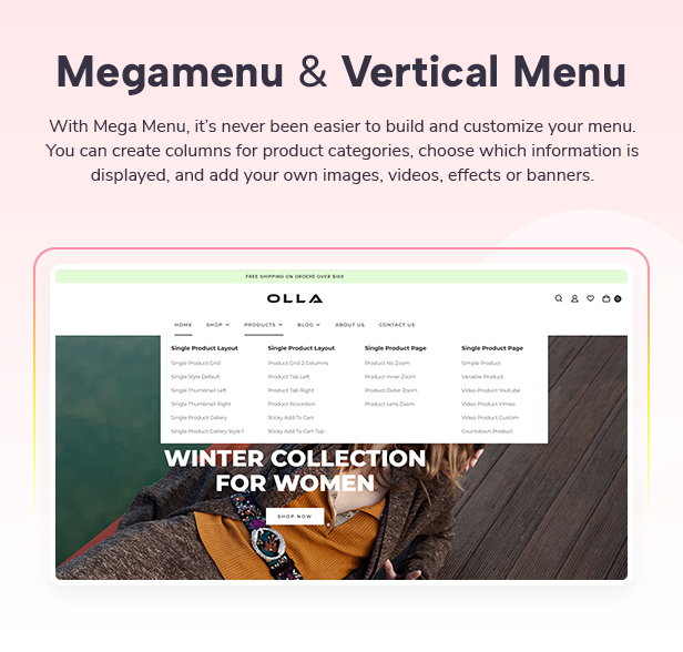 Olla - Möbel- und Modegeschäft WordPress Woocommerce -Thema