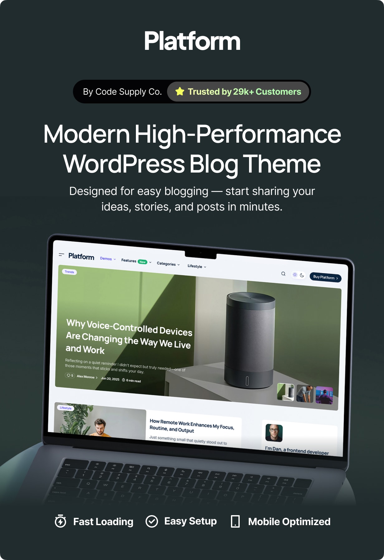 Plattform - modernes Hochleistungs -Blog WordPress -Thema - 1