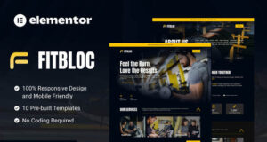 FITBLOC – Fitness & Wellnesselement -Elementor -Vorlagen -Kit