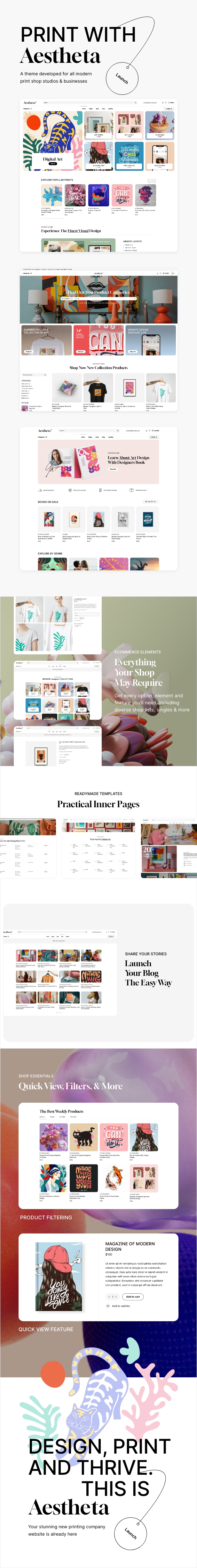Aestheta - Print Shop & Druckgesellschaft WordPress Thema - 1