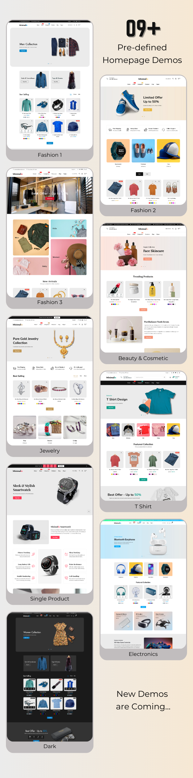Minimalin – Minimale Mehrzweckkleidung, Mode, Schönheit, Kosmetik, T-Shirts, Schmuck, WooCommerce WordPress Theme