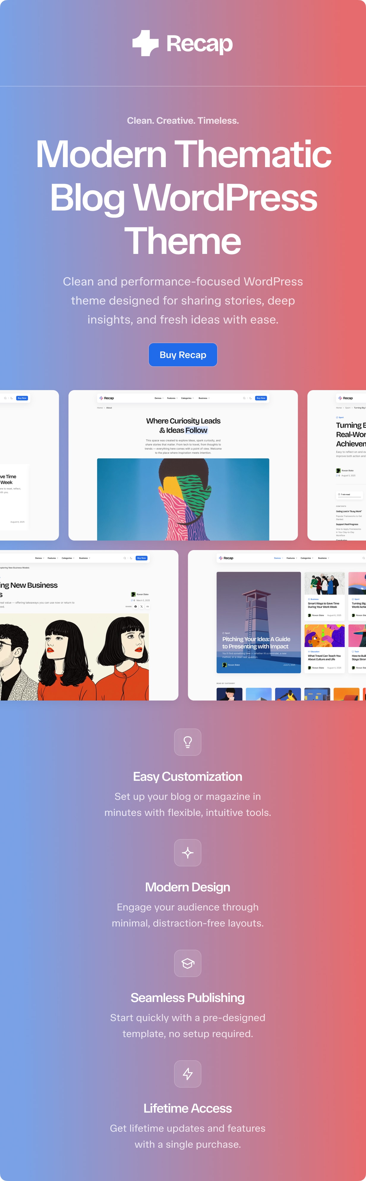Zusammenfassung – Modernes thematisches Blog-WordPress-Theme – 1