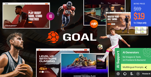 Goal – Sport-WordPress-Layout für Fußball, Basketball, Hockey, Golf