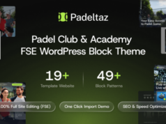 Padeltaz – Padel Club und Sportakademie FSE WordPress Block Layout